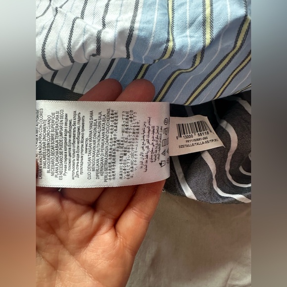 BCBG Max Azria Layered Sweatshirt Stripe Shirt Hem Pullover Gray XS Sport - Picture 8 of 8